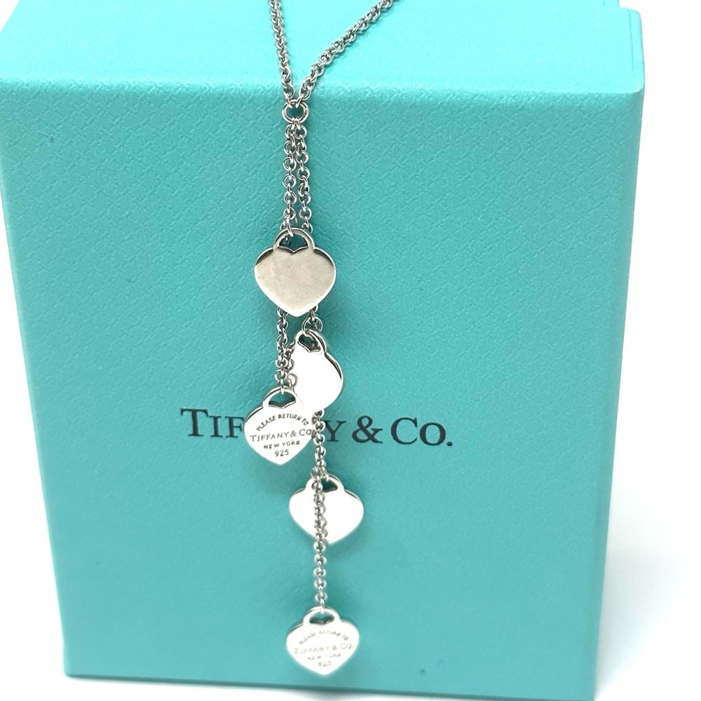 Authentic Tiffany & CO. 5 Heartsb layered Return To Tiffany  Necklace.